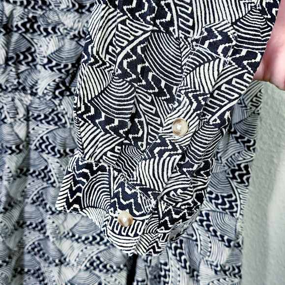 By Anthropologie Shirt Dress Size M Grey Bohocore Geometric Transitional - Picture 6 of 11